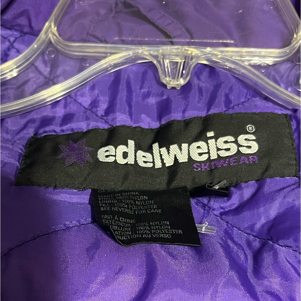 Vintage Edelweiss Skiwear Color Block Puffer Style Slopes Winter Snow Coat Large - Picture 10 of 11